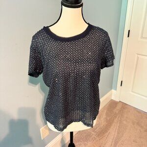 Black with white criss cross sequins